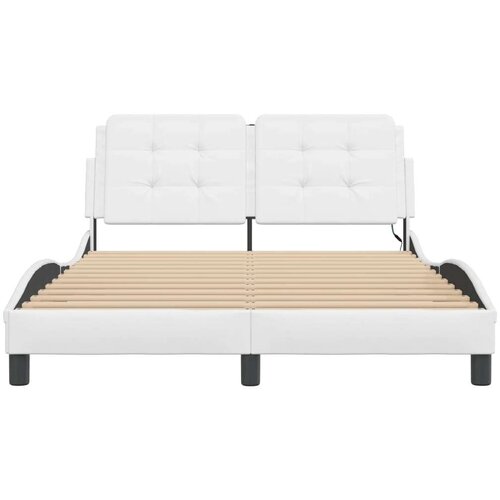 VidaXL okvir kreveta s LED svjetlima bijeli 140x190 cm od umjetne kože Slike