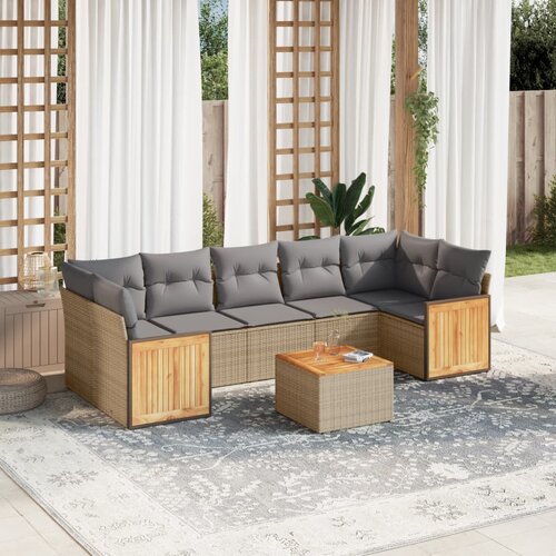 vidaXL 8-dijelni set vrtnih sofa od poliratana s jastucima bež Cijene