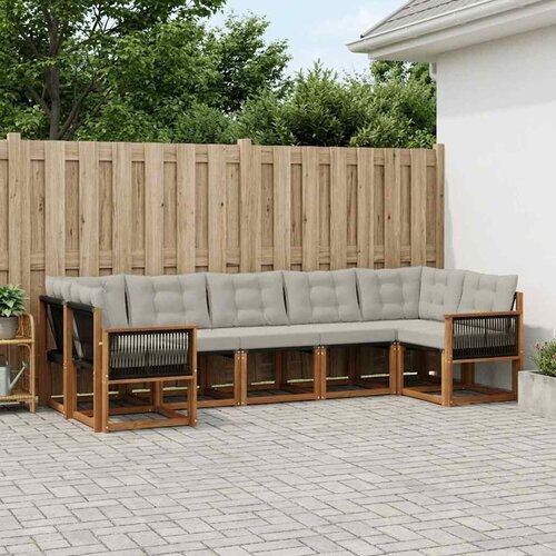  Set vanjskih sofa 7 kom. Prirodna i Svjetlosiva Slike