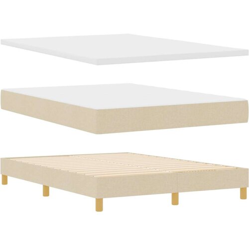 vidaXL Krevet s kutijom s madracem Krem 140x200 cm Tkanina Cene
