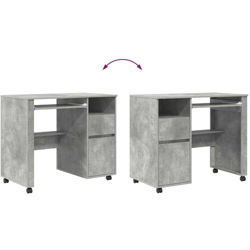  Stol s kotačićima s ladicama Betonski sivi 91 x 50 x 77 cm Slike