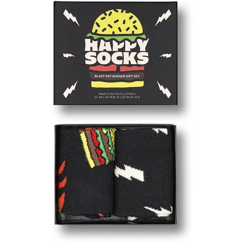 Happy Socks Nogavice Blast Off Burger Socks 2-pack črna barva