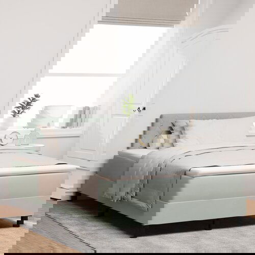 vidaXL Kutna Podnica s Madracem & LED Svjetlom Svjetlosiva 120x190 cm Baršun Cijene
