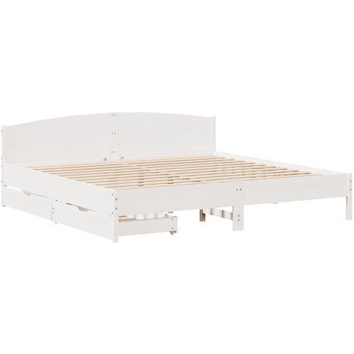 vidaXL Posteljni okvir z vzglavjem bel 180x200 cm borovina, (21322423) Cene