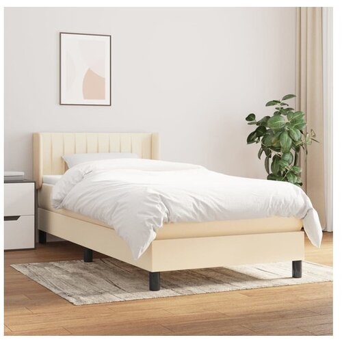 VidaXL Krevet s oprugama i madracem krem 90 x 190 cm od tkanine Slike