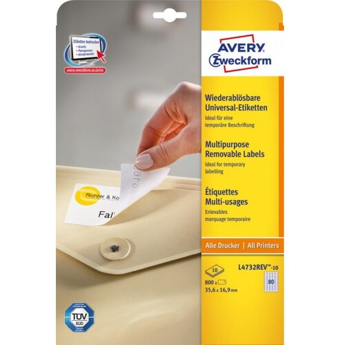Avery Zweckform Odstranljive univerzalne etikete 35,6 x 16,9 mm 1/10 Cene