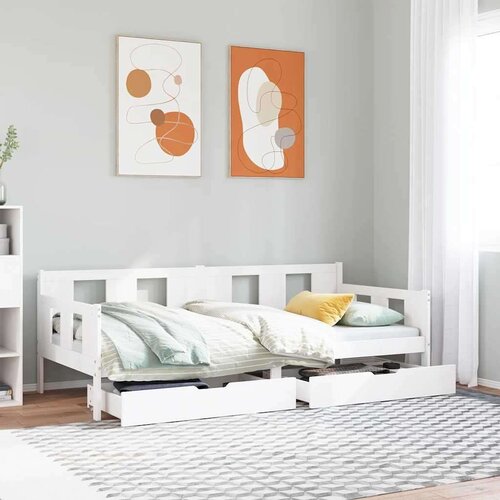 VidaXL Dnevni krevet s ladicama bez madraca 90x200 cm masivno drvo Slike