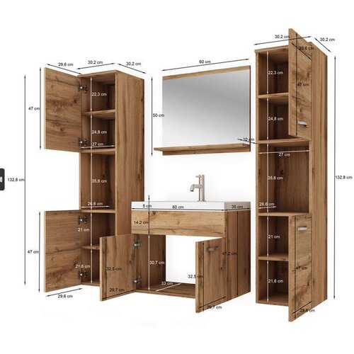 P &amp;amp; B kopalnica montreal xl, barva hrasta, 5-Delno Slike