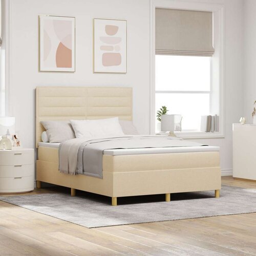  Krevet s podlogom s madracem Krem 140x200 cm Tkanina Slike