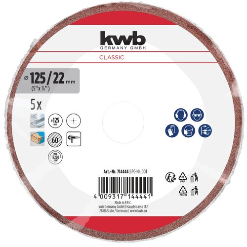 KWB Brusni papir za brusilicu 125 mm, G60, 5/1 Slike