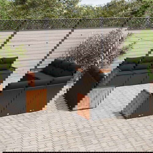  12-dijelni set vrtnih sofa od poliratana s jastucima crni Cijene