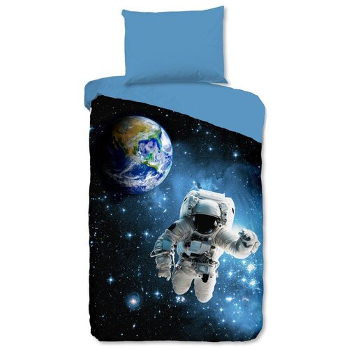 Good Morning Plava pamučna dječja posteljina za krevet za jednu osobu 140x200 cm Astronaut &amp;ndash; Slike