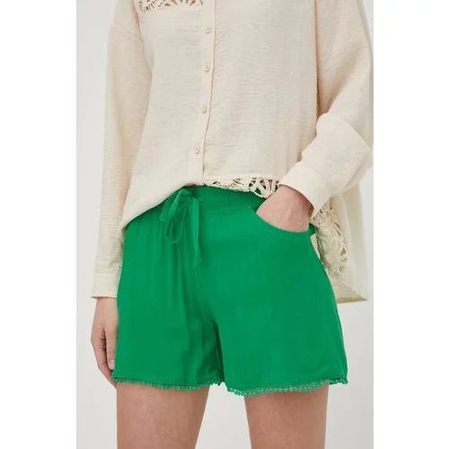 Answear Lab Kratke hlače za žene, boja: zelena, glatki materijal, visoki struk