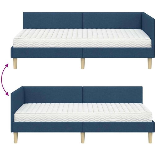  Kutni krevetni okvir s madracem Ostalo 2 pcs Plava tkanina Slike