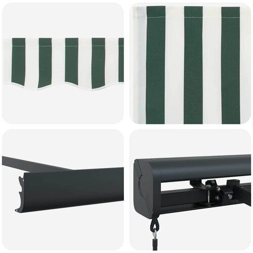  Povlačivi tende Zelena i bijela 350 x 250 cm Platno i Aluminij Slike