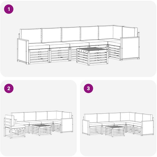  Set vanjskih sofa 6 kom. Prirodna i krem Bijela Slike