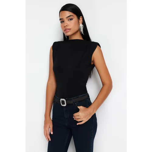 Trendyol Black Fitted Knitted Snap Body