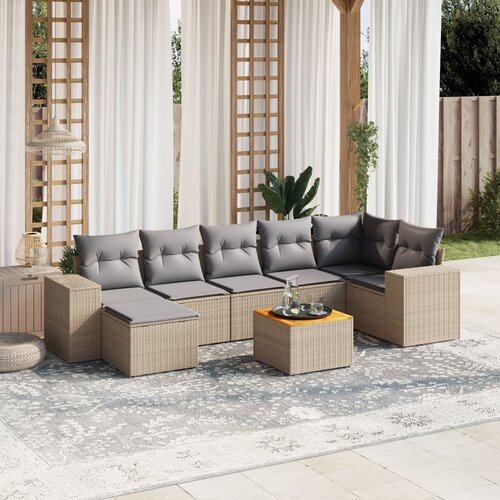 vidaXL 8-dijelni set vrtnih sofa od poliratana s jastucima bež Cijene