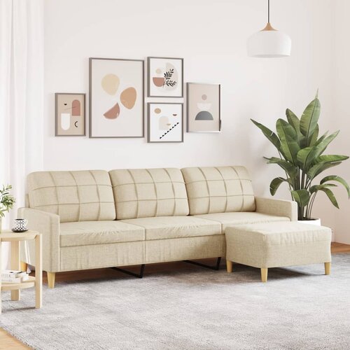  Trosjed s tabureom krem 210 cm od tkanine Cijene