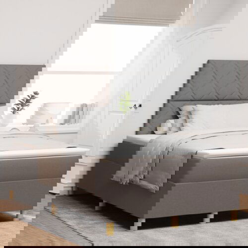 Box Spring krevet s dušekom &amp LED taupe 120x200 cm Tkanina Cijene