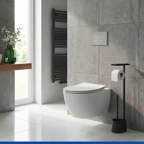 Wenko Črno plastično stojalo za WC papir z WC &amp;scaron;četko Albella &amp;ndash; Slike