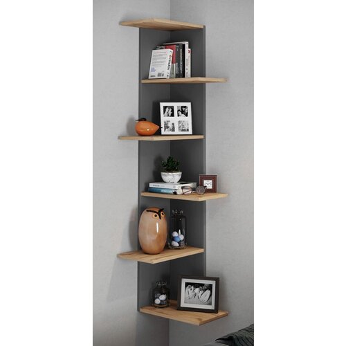 MID.YOU Kotni Regal Balos Xl, Črna, Barva Hrasta Slike