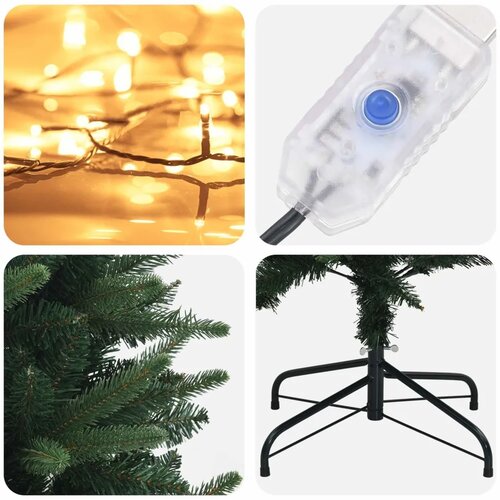  Umjetno božićno drvce s nogom 150 cm 150 LED lampica - 150 cm s LED svjetlima Zelena Slike