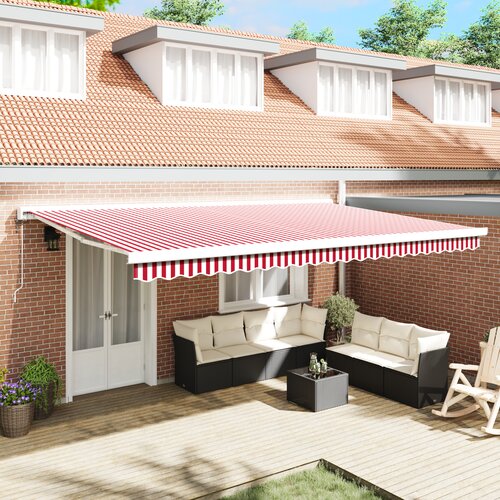 vidaXL Automatska uvlačiva tenda crvene i bijele pruge 500x300 cm Cijene