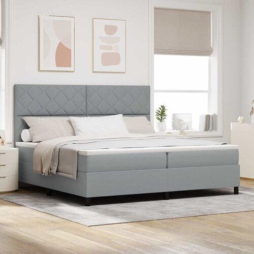  Krevet s opruga kutije Svijetlo siva 200 x 200 cm tkanina Cijene