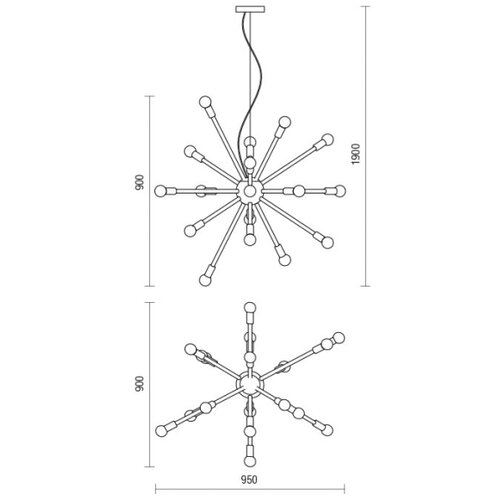  Redo 01-2936 - Visilica na sajli STELLAR 18xE14/25W/230V crni Slike