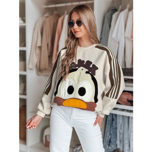 DStreet Bluza damska oversize z naszywkami CUTE MAKEX beżowa Slike