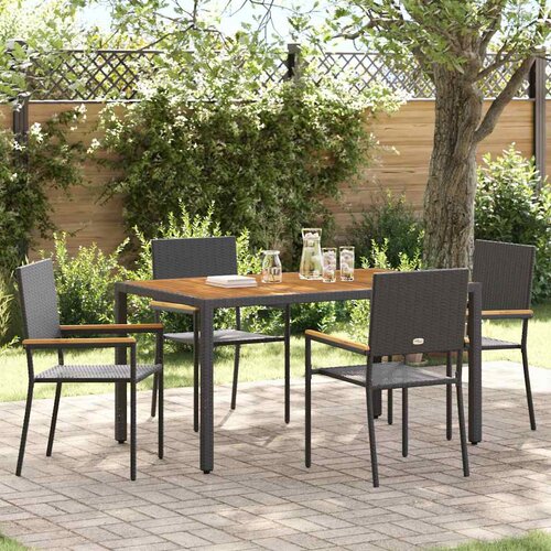 VidaXL Zunanji stoli 4 pcs Krem, Rjava Slike