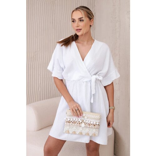 Kesi Włoski Muslin dress with waist white Cijene