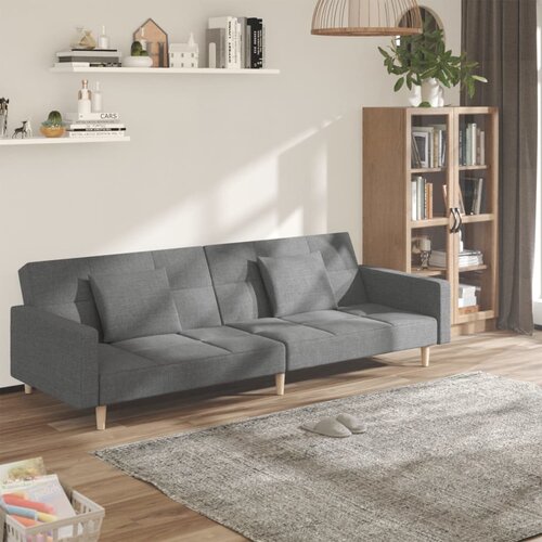  The Living Store Kavč dvosed z leži&amp;scaron;čem in dvema blazinama svetlo sivo blago - Raztegljiv Kavč, (21484201) Slike