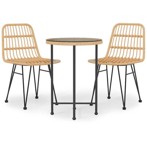  3-dijelni vrtni blagovaonski set od poliratana Smeđa Dužina stola 80 cm Slike