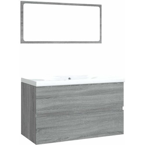  Set kupaonskog namje&amp;scaron;taja boja hrasta sonome konstruirano drvo Siva 41 x 38.5 x 45 cm Slike