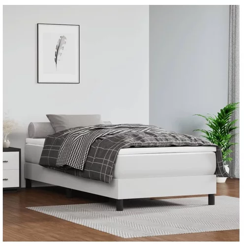  Box spring postelja z vzmetnico bel 100x200 cm umetno usnje