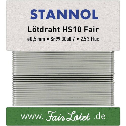 Stannol mehka spajkalna žica HS10 fair v zlitini flowtin + tc Sn99Cu1 z 2\,5-odstotno vsebnostjo pretoka 0\,5 mm s premerom na navijalni kartici 10 g HS10Fair spajkalna žica\, neosvi, (20428471) Cene