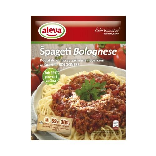 Aleva špageti bolognese dodatak jelima sa začinima i povrćem 59g kesica Slike