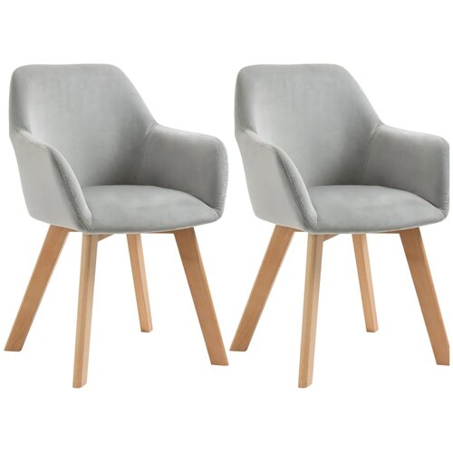  Set od 2 stolice blagovaonske stolice bar&amp;scaron;unasti izgled drvene noge 54 cm x 57 cm x 80 cm siva + prirodna boja Slike