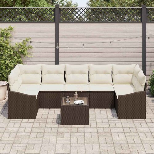  Set sofe 8 kom. Smeđa i krem poliratan 289 x 123,5 x 85 cm Slike