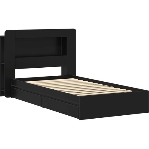  Okvir kreveta s pohranom Crna 75 x 190 cm Konstruirano drvo Slike