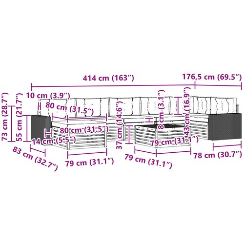  Set vanjskih sofa 8 kom. Prirodna i svjetlosiva Slike