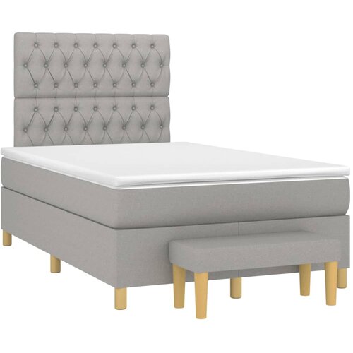 VidaXL Box spring postelja z vzmetnico svetlo siva 120x190 cm blago Slike