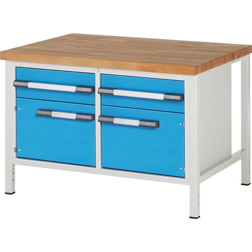 eurokraft pro delovna miza z ogrodjem serije 8, 2 predala 180 mm, 2 vrat 360 mm, šxg 1250 x 700 mm Cene