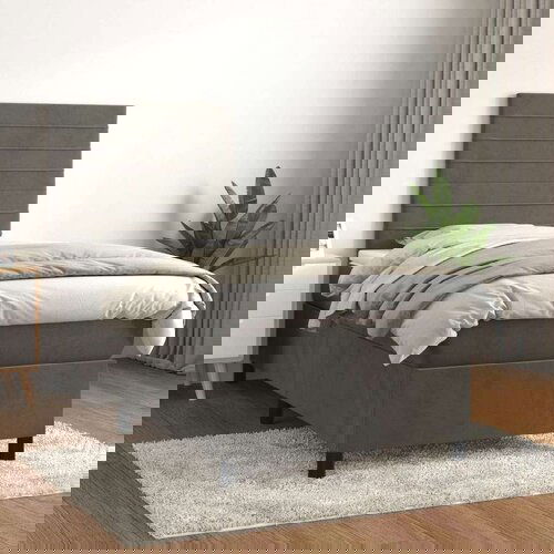Box spring krevet s madracem tamnosivi 80 x 200 cm baršunasti Cijene