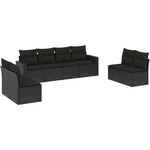 VidaXL 8-dijelni set vrtnih sofa od poliratana s jastucima crni Slike