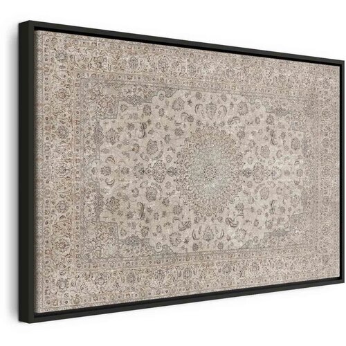  Slika - Sand carpet - worn Persian carpet with rich decorative motifs 90x60 U crnom drvenom okviru Cijene