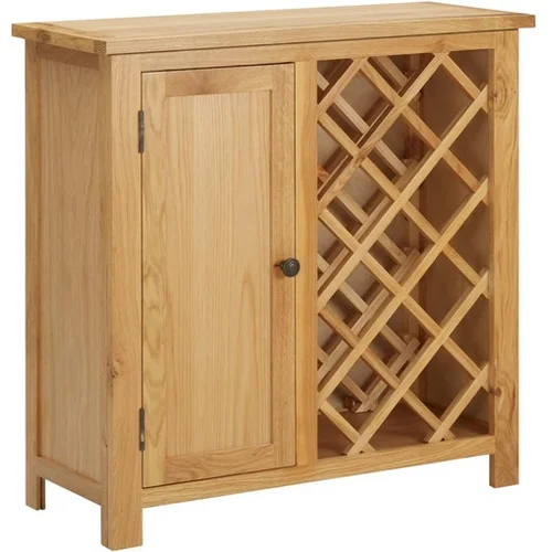  Omarica za vino za 11 steklenic 80x32x80 cm trdna hrastovina