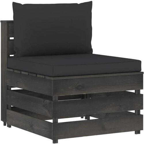 VidaXL Modularna srednja sofa s jastucima od sivo impregniranog drva Slike